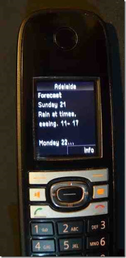 C610 IP handset showing weather forecast