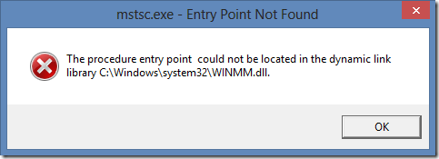 mstsc.exe - Entry Point Not Found