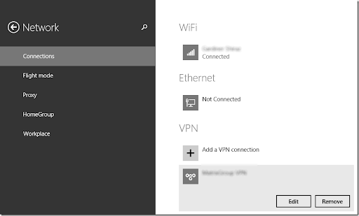 Windows 8.1 VPN Settings
