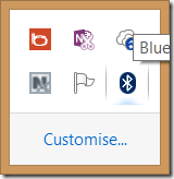 Windows System Tray showing Bluetooth icon