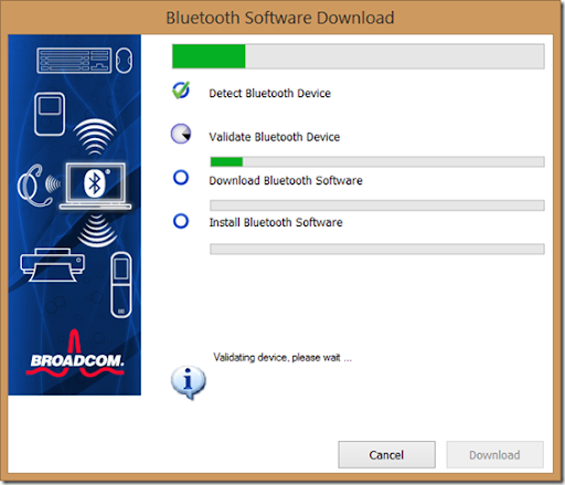 Broadcom Bluetooth Software Download application screenshot