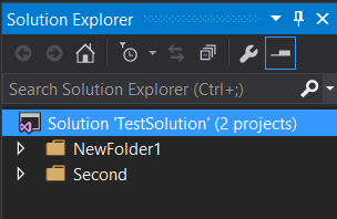 Visual Studio Solution Explorer, with projects collapsed