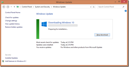 Windows Update - Preparing for installation