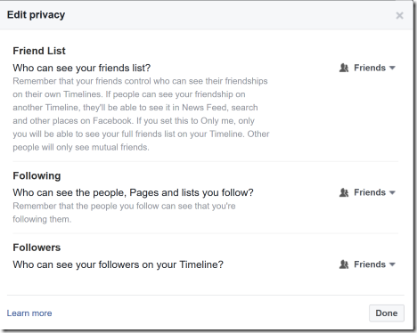 Facebook Friend Privacy