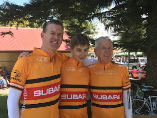 David, his son and his dad after completing the TDU