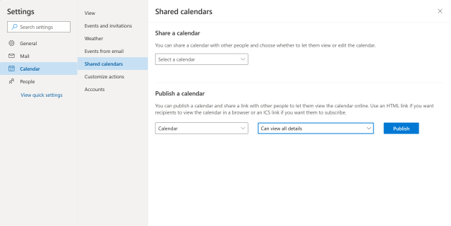 Microsoft 365 Outlook for web settings