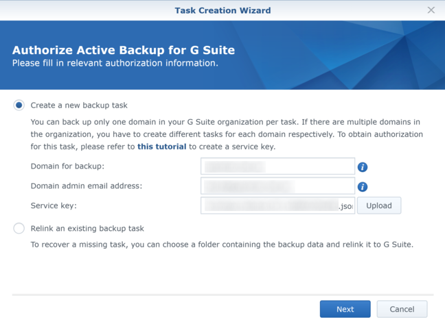 Authorize Active Backup for G Suite