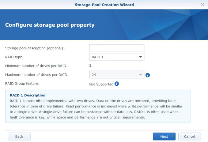 Storage Pool Creation Wizard - Configure storage pool property