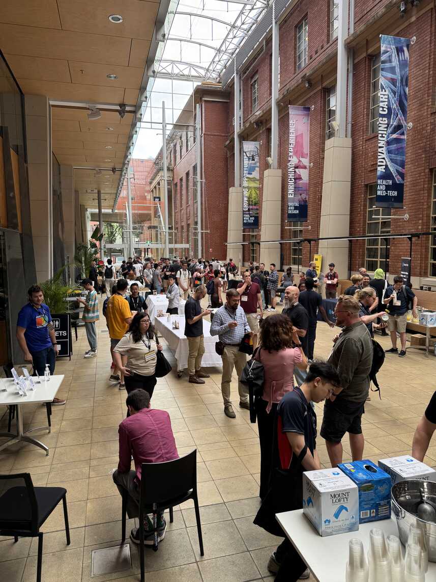 People milling around the atrium